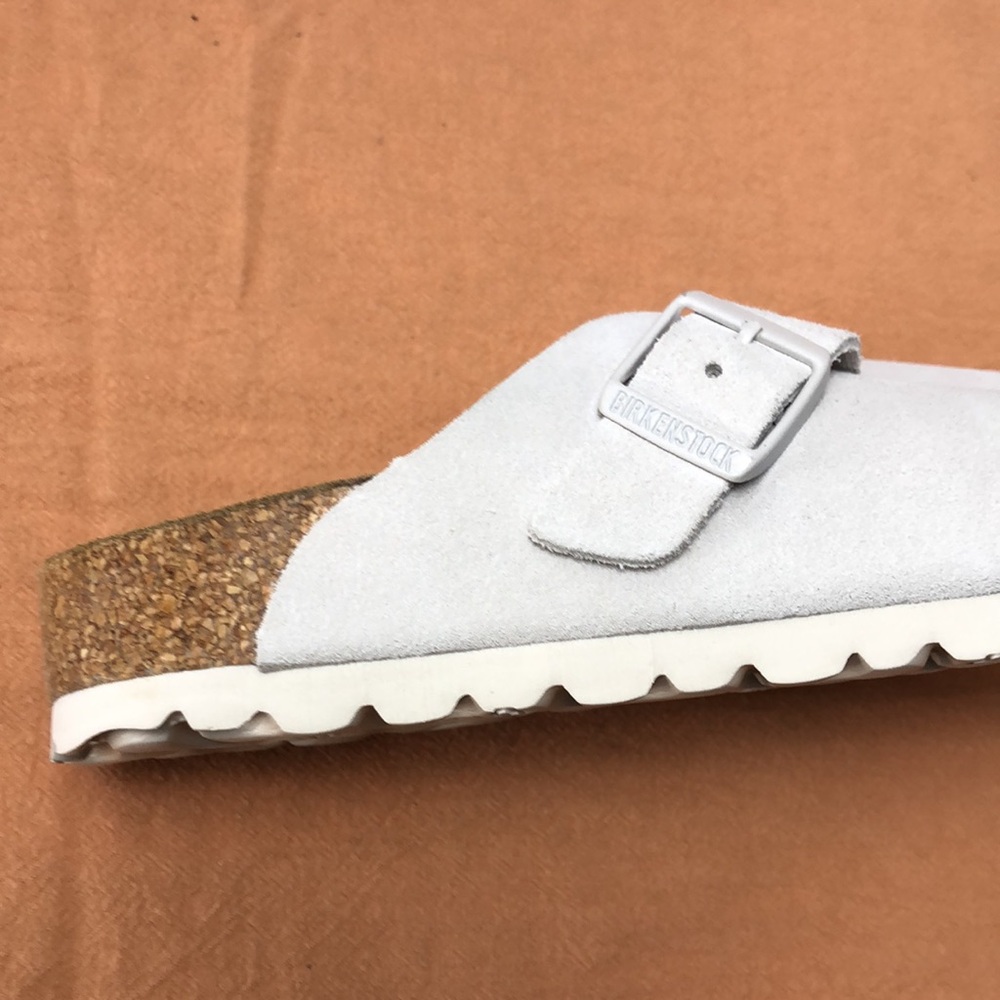 π₯ NWT Women's White Suede Birkenstock Boston Shoes - Narrow Fit - Picture 5 of 5